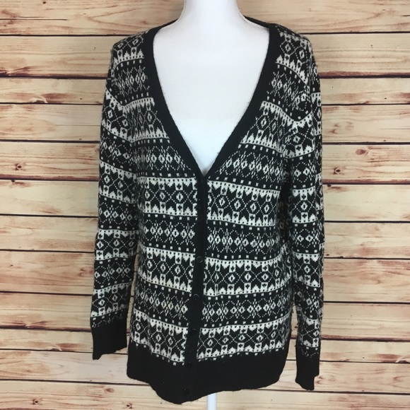 Talbots Sweaters - Talbots Black White Button Up Cardigan V Neck 0X